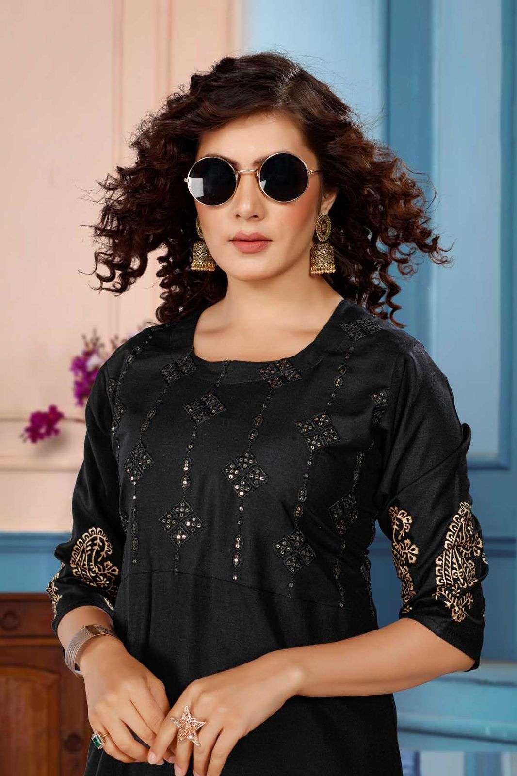 BEAUTY QUEEN DHYANA HEAVY RAYON Sequence Work In TOP KURTI CATALOG WHOLESALETR BEST RATE