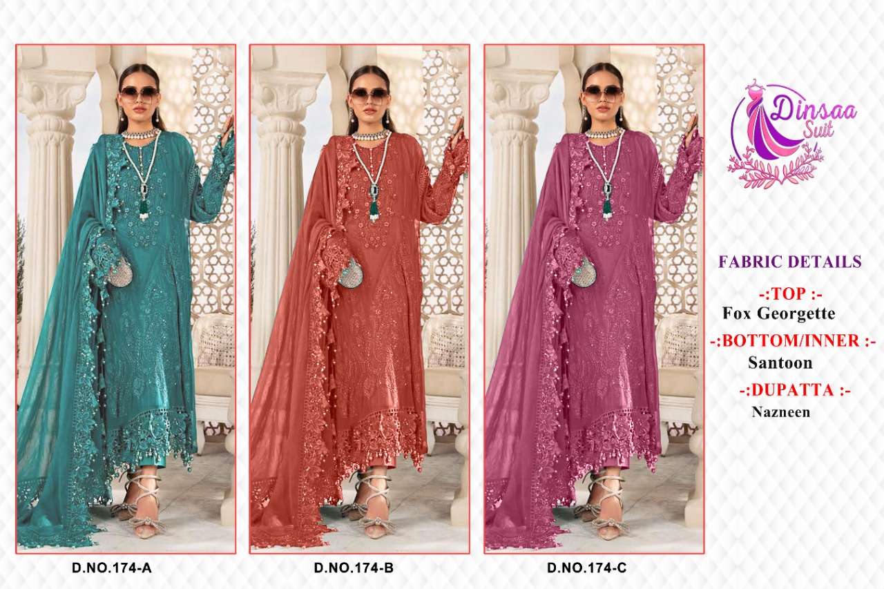 dinsaa maria b 174 design colors pakistani dresses 