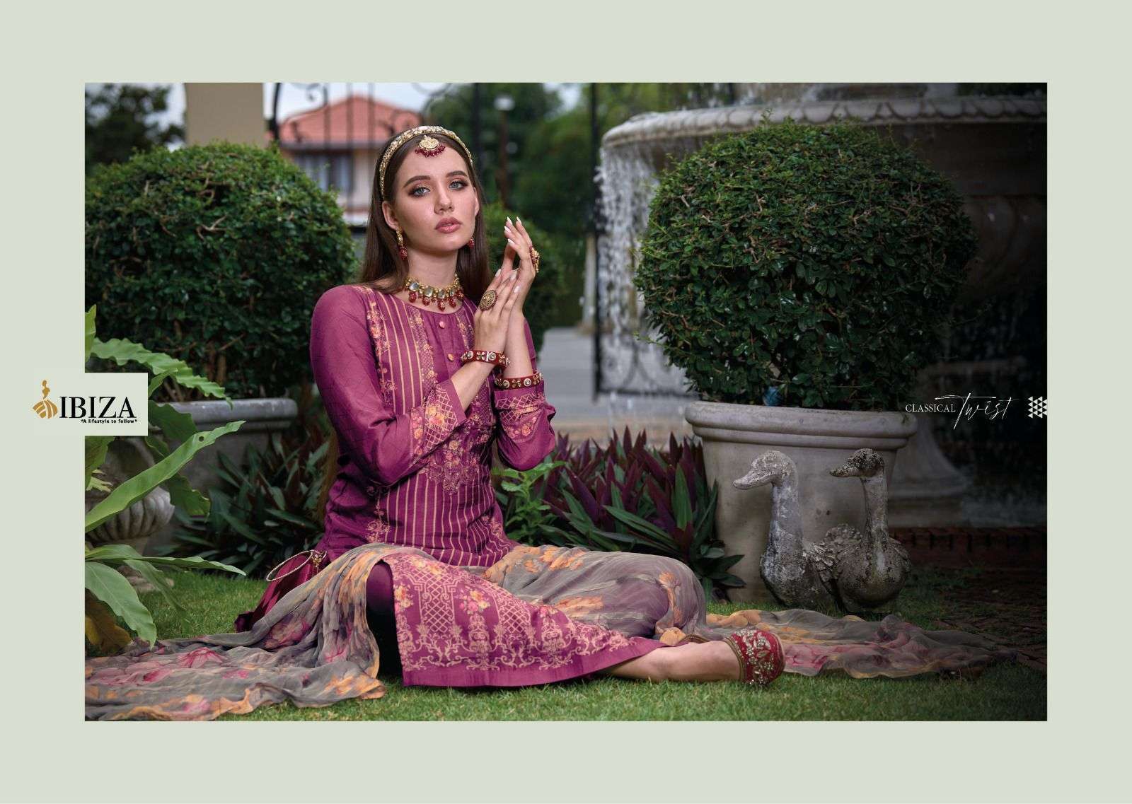 ibiza present heritage pure bambarg designer digital printed fancy suits