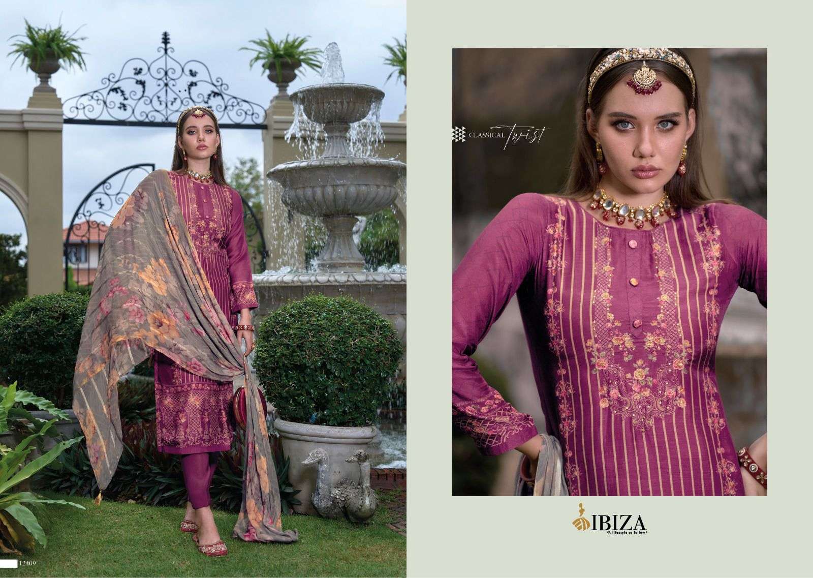 ibiza present heritage pure bambarg designer digital printed fancy suits