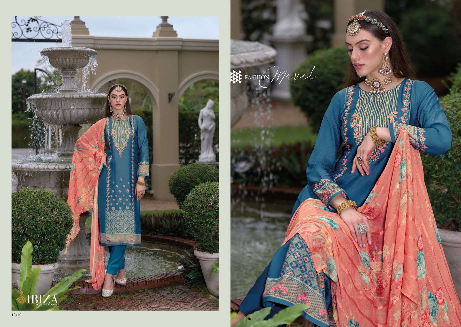 ibiza present heritage pure bambarg designer digital printed fancy suits