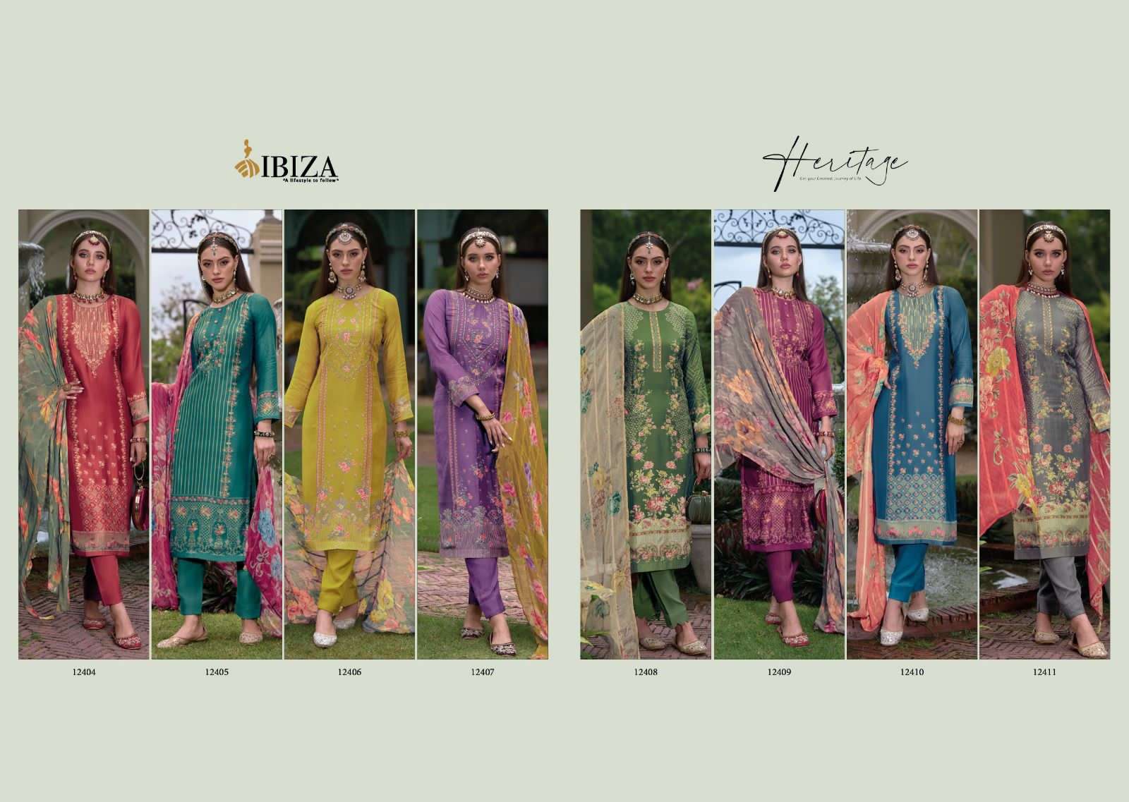 ibiza present heritage pure bambarg designer digital printed fancy suits