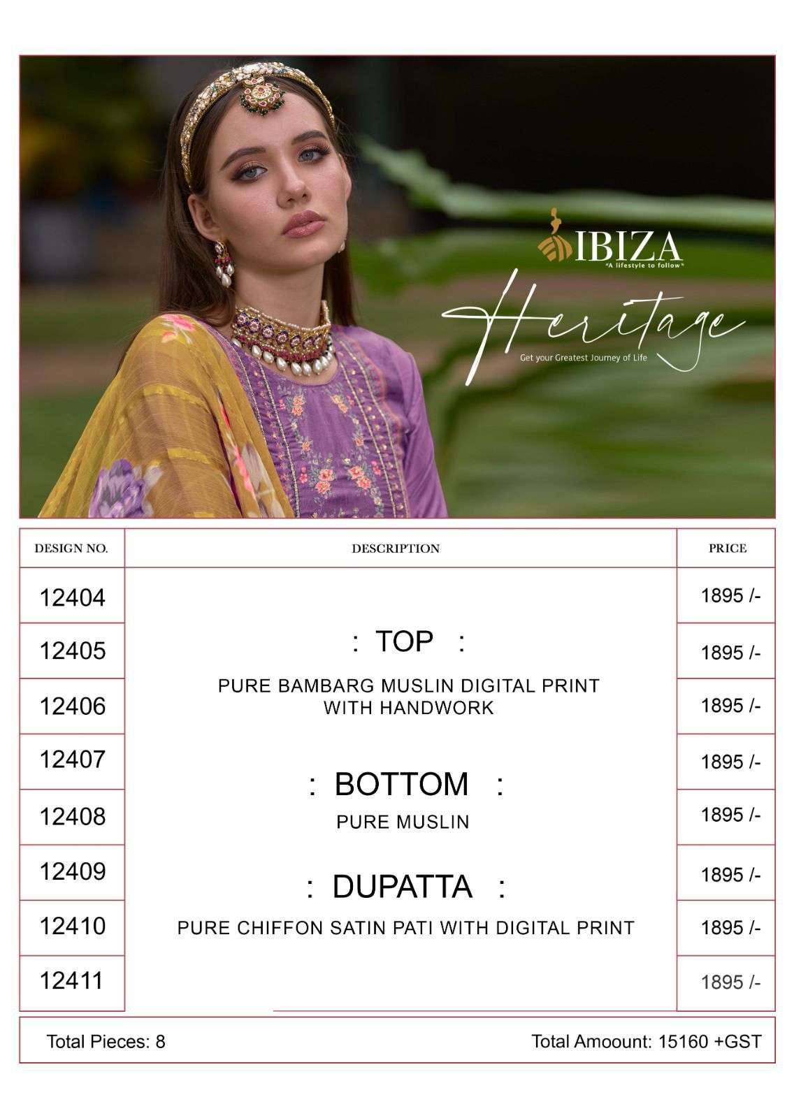 ibiza present heritage pure bambarg designer digital printed fancy suits