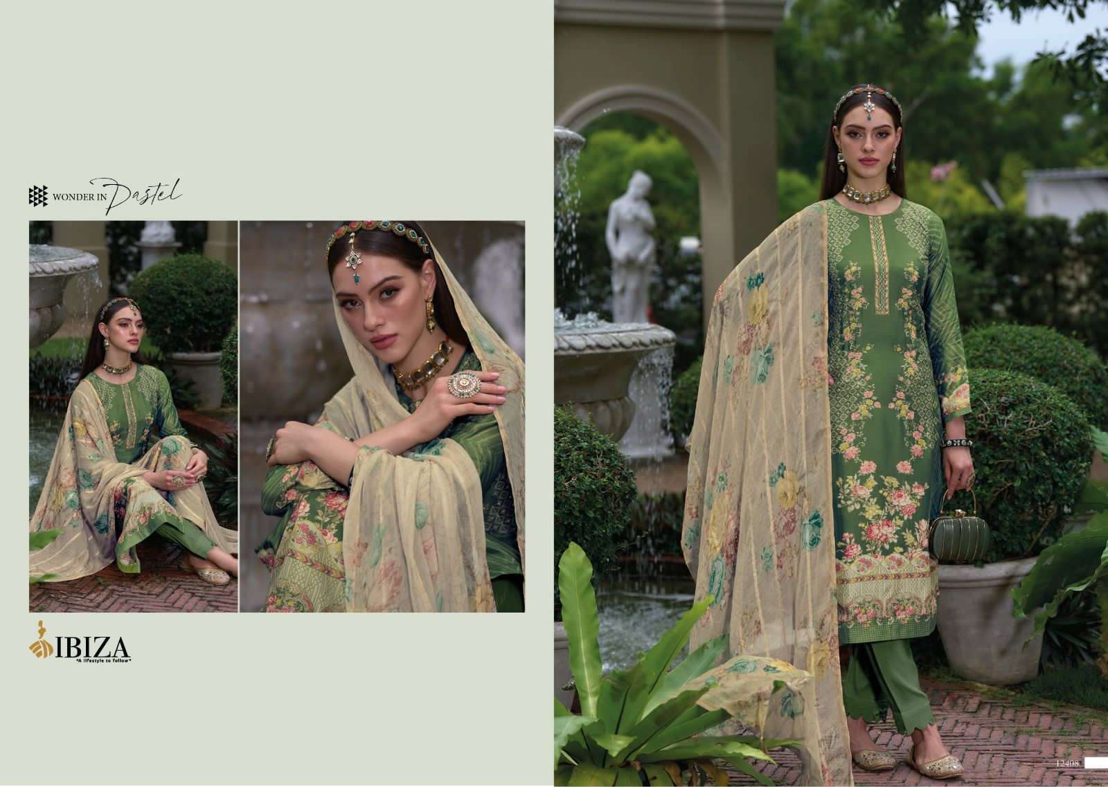 ibiza present heritage pure bambarg designer digital printed fancy suits