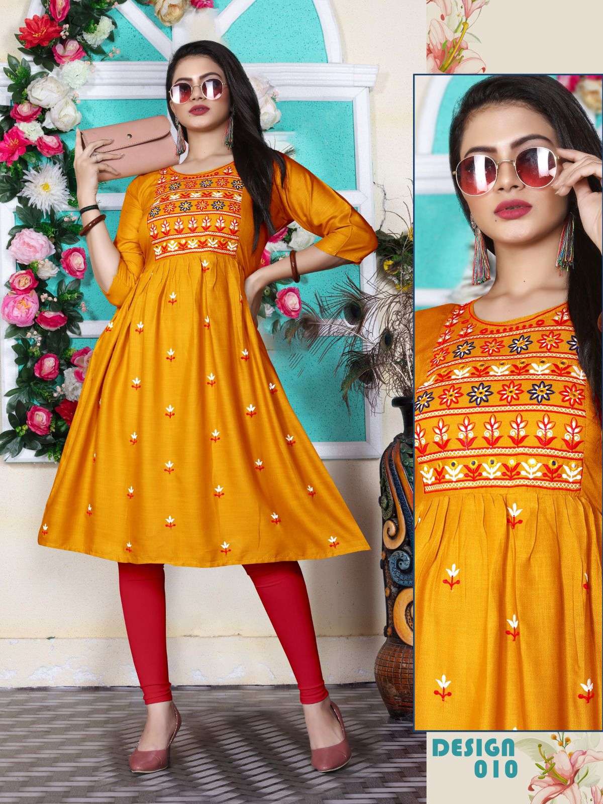 Aagya Glorious V.2 Rayon 14 Kg Embroidered Kurti with Chapti Pattern with All over and Galla Work KURTI CATALOG WHOLESALER BEST RATE