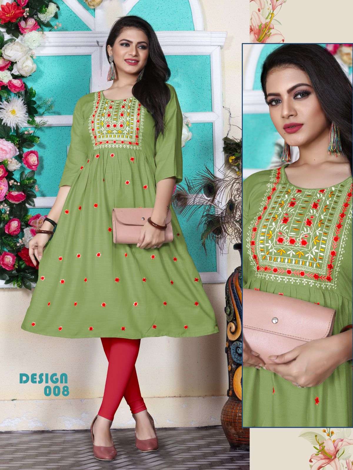 Aagya Glorious V.2 Rayon 14 Kg Embroidered Kurti with Chapti Pattern with All over and Galla Work KURTI CATALOG WHOLESALER BEST RATE