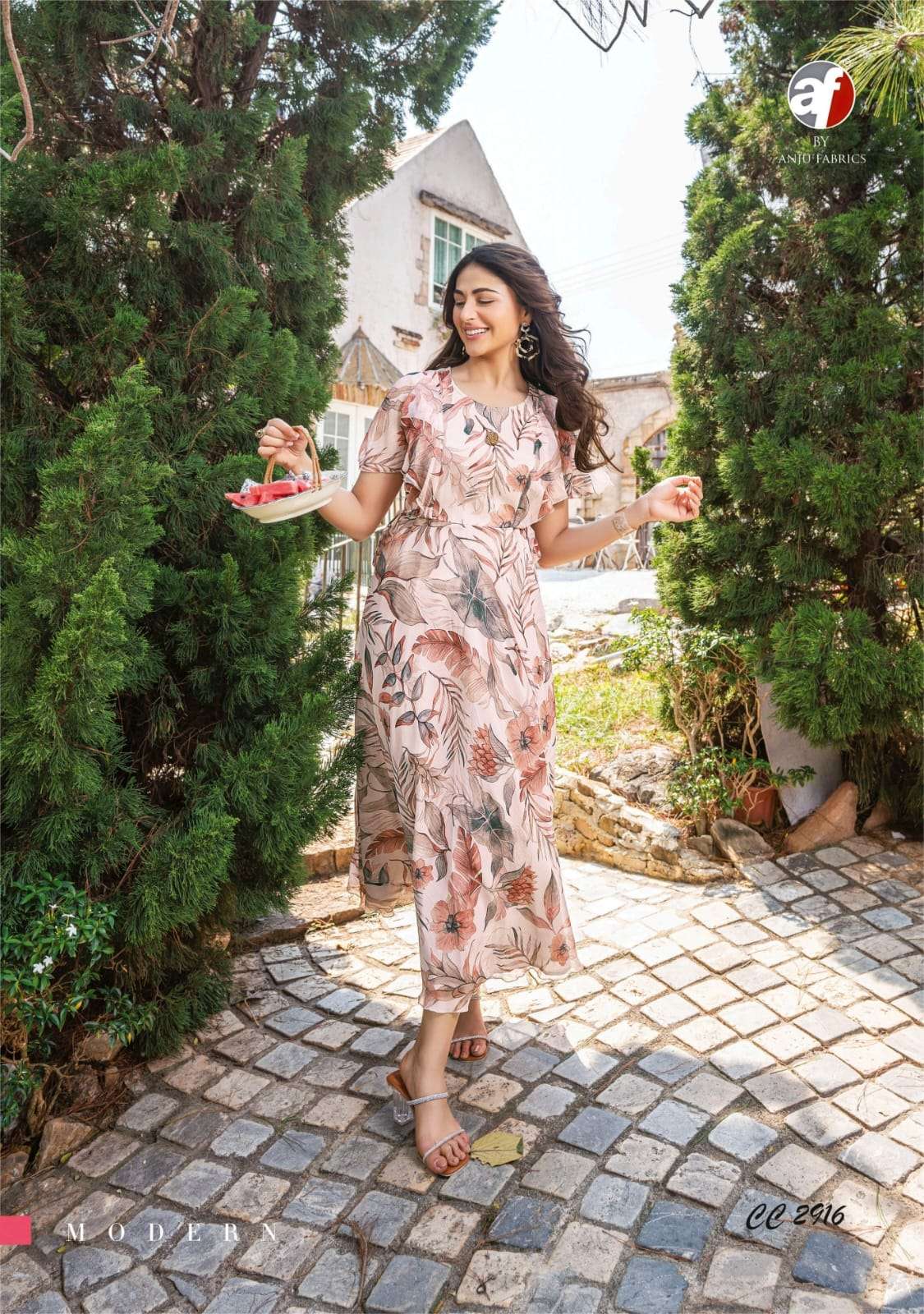 coral charm vol 2 by anju fabrics readymade long one piece dress catalouge 