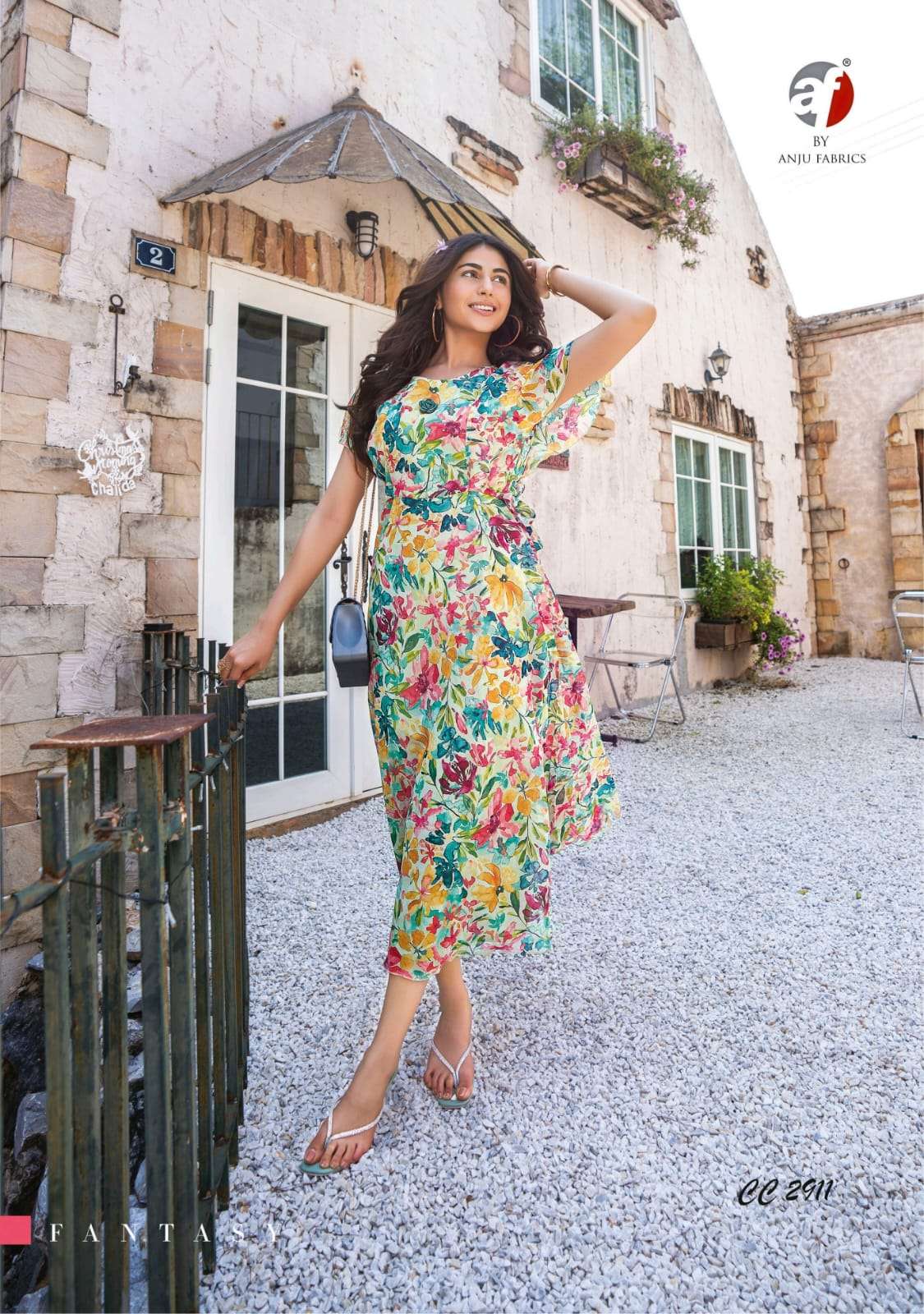 coral charm vol 2 by anju fabrics readymade long one piece dress catalouge 