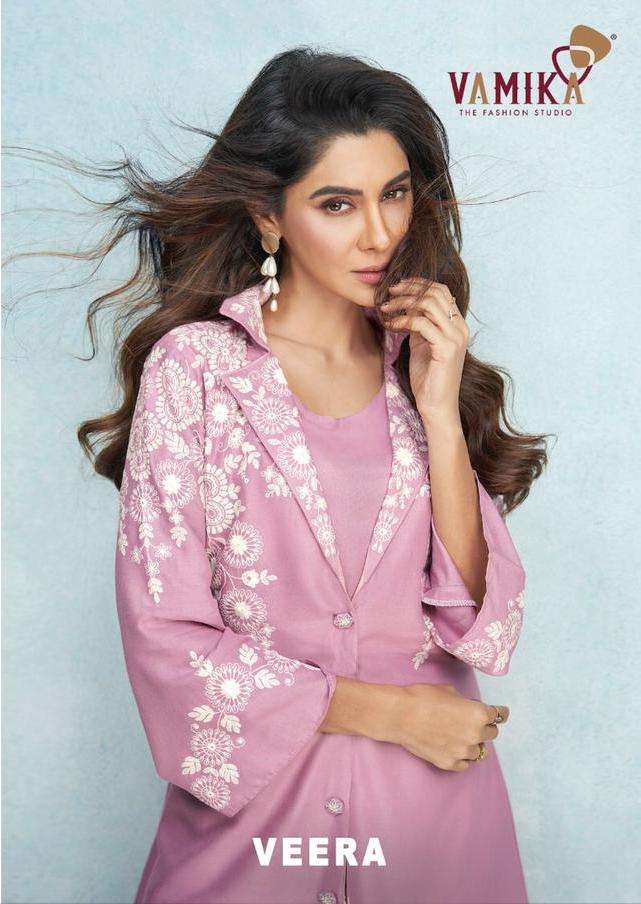 veera by vamika viscose rayon kurti with pant cord set