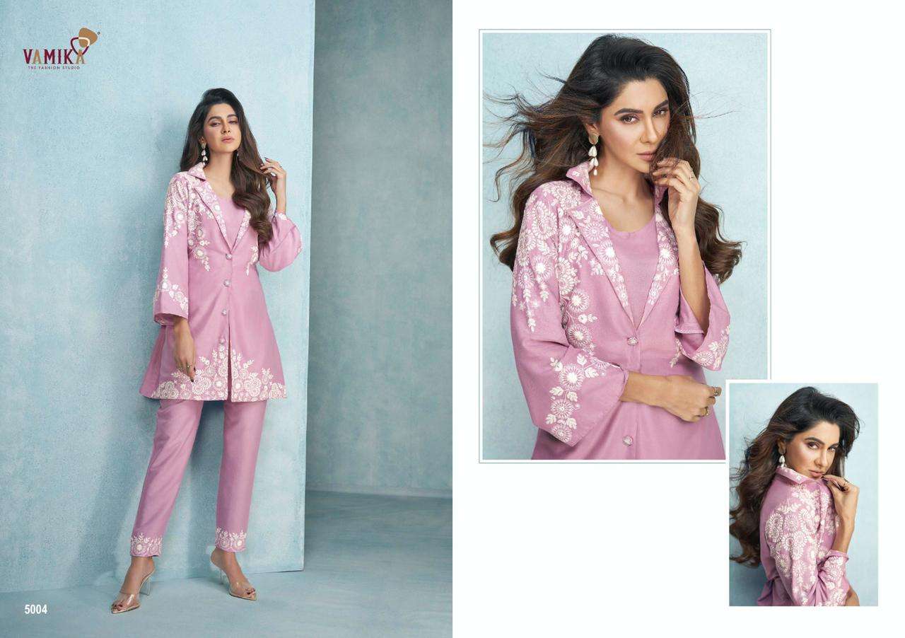 veera by vamika viscose rayon kurti with pant cord set