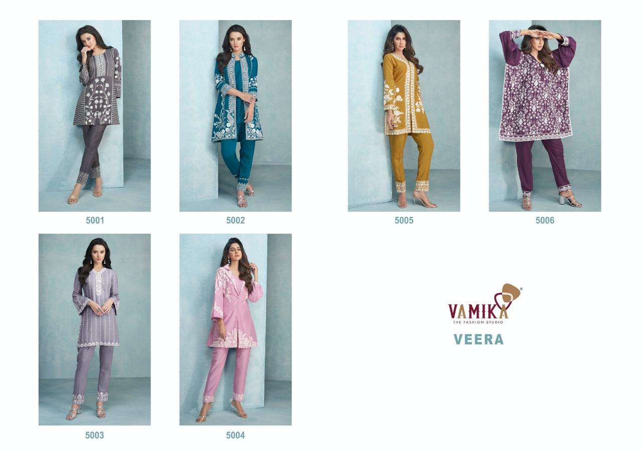 veera by vamika viscose rayon kurti with pant cord set