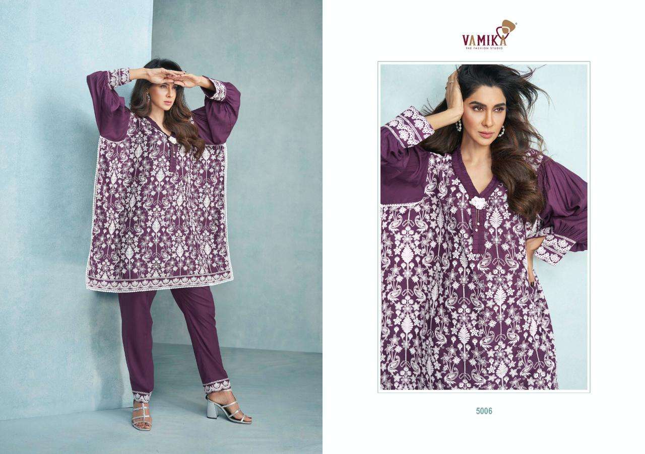 veera by vamika viscose rayon kurti with pant cord set