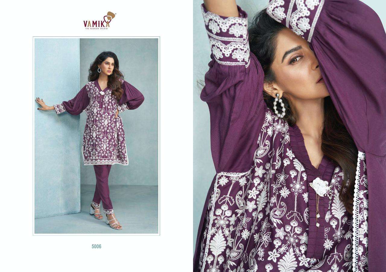 veera by vamika viscose rayon kurti with pant cord set
