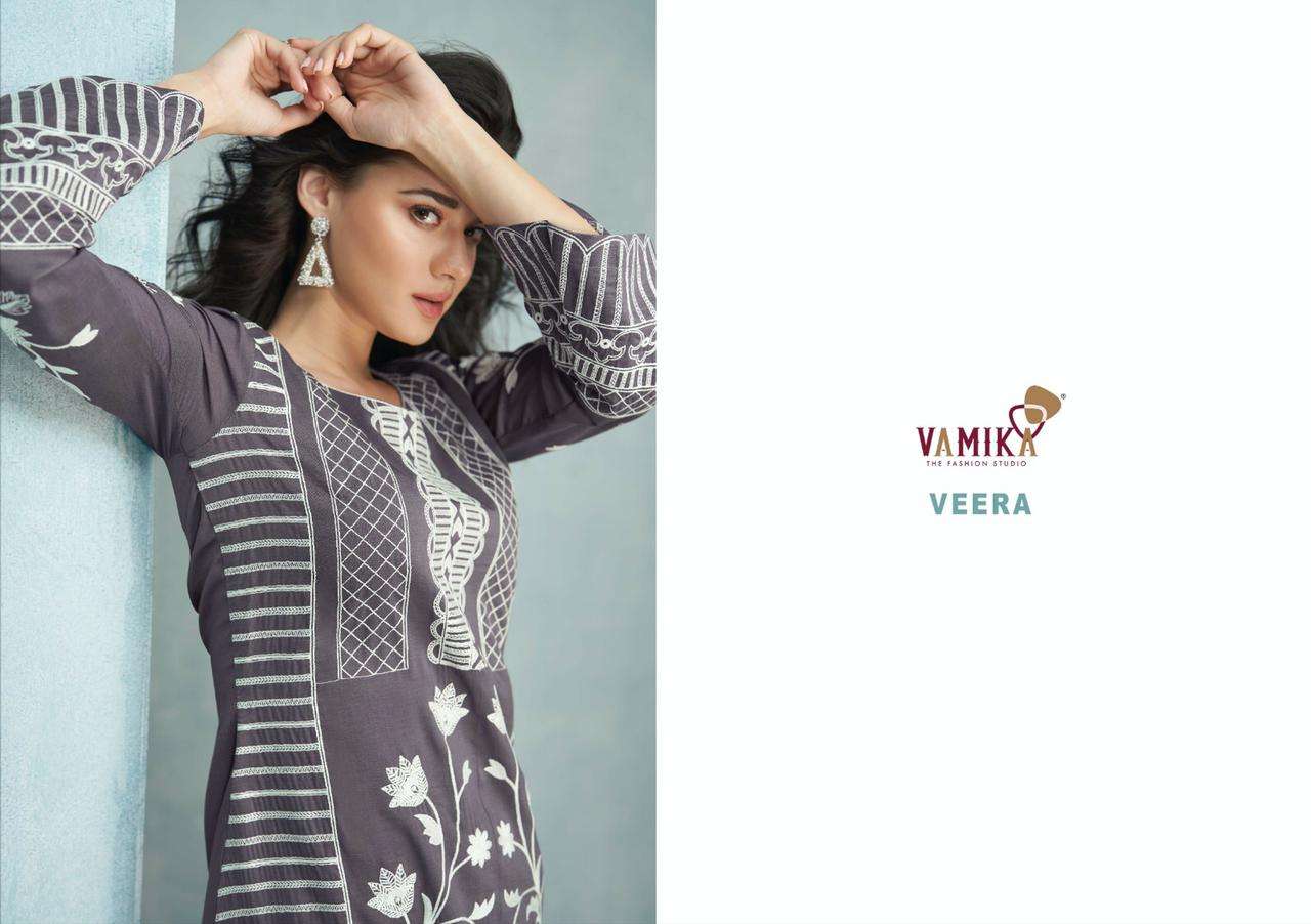veera by vamika viscose rayon kurti with pant cord set