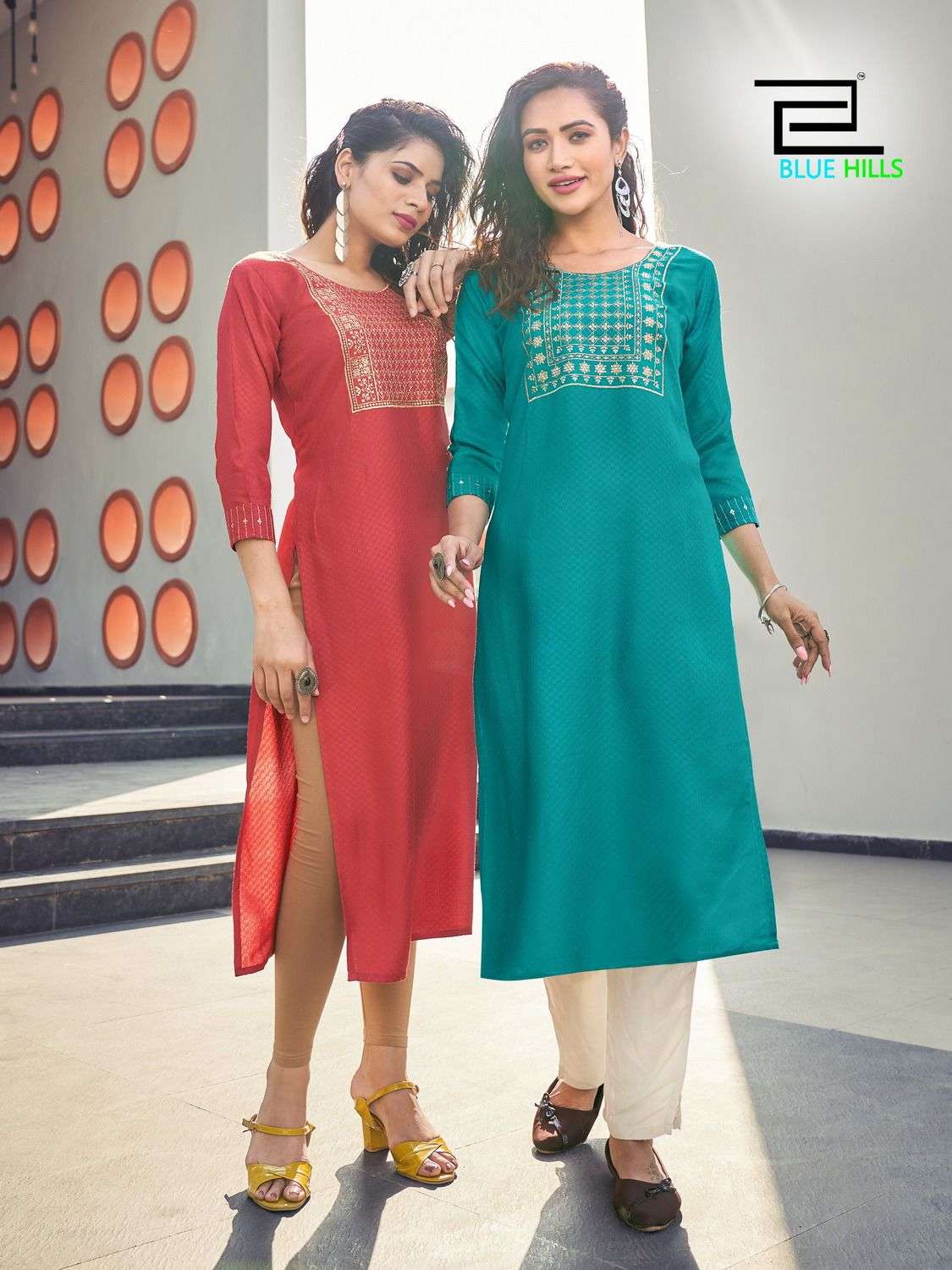 blue hills colorbar vol 20 zari embroidered straight cut fancy kurtis 