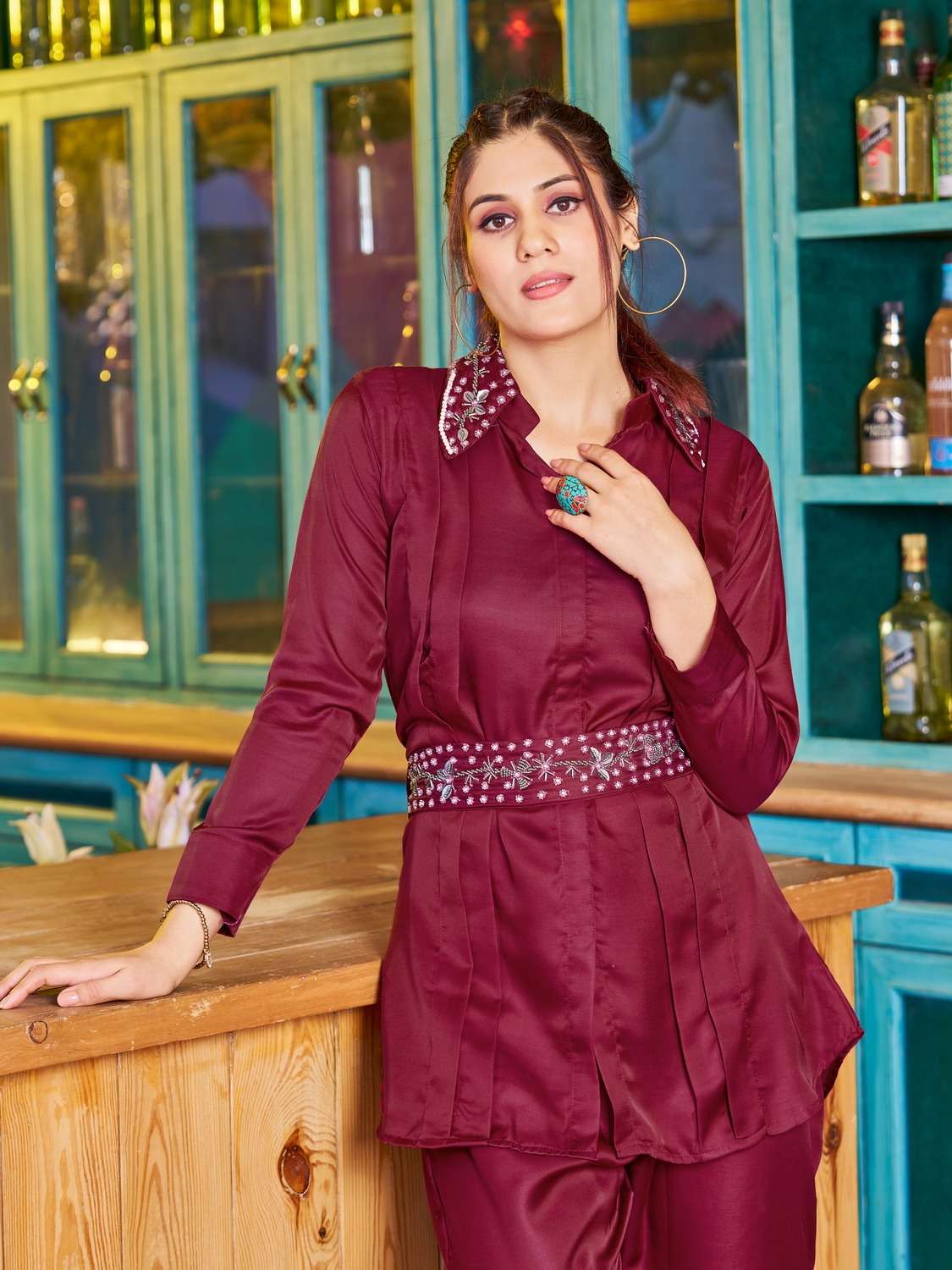 pr status elegant stylish kurta attach belt with pant cord set 