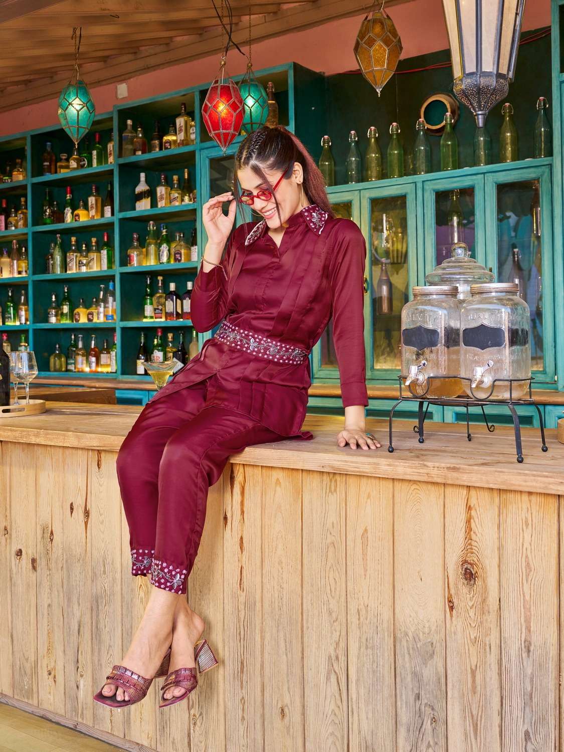 pr status elegant stylish kurta attach belt with pant cord set 