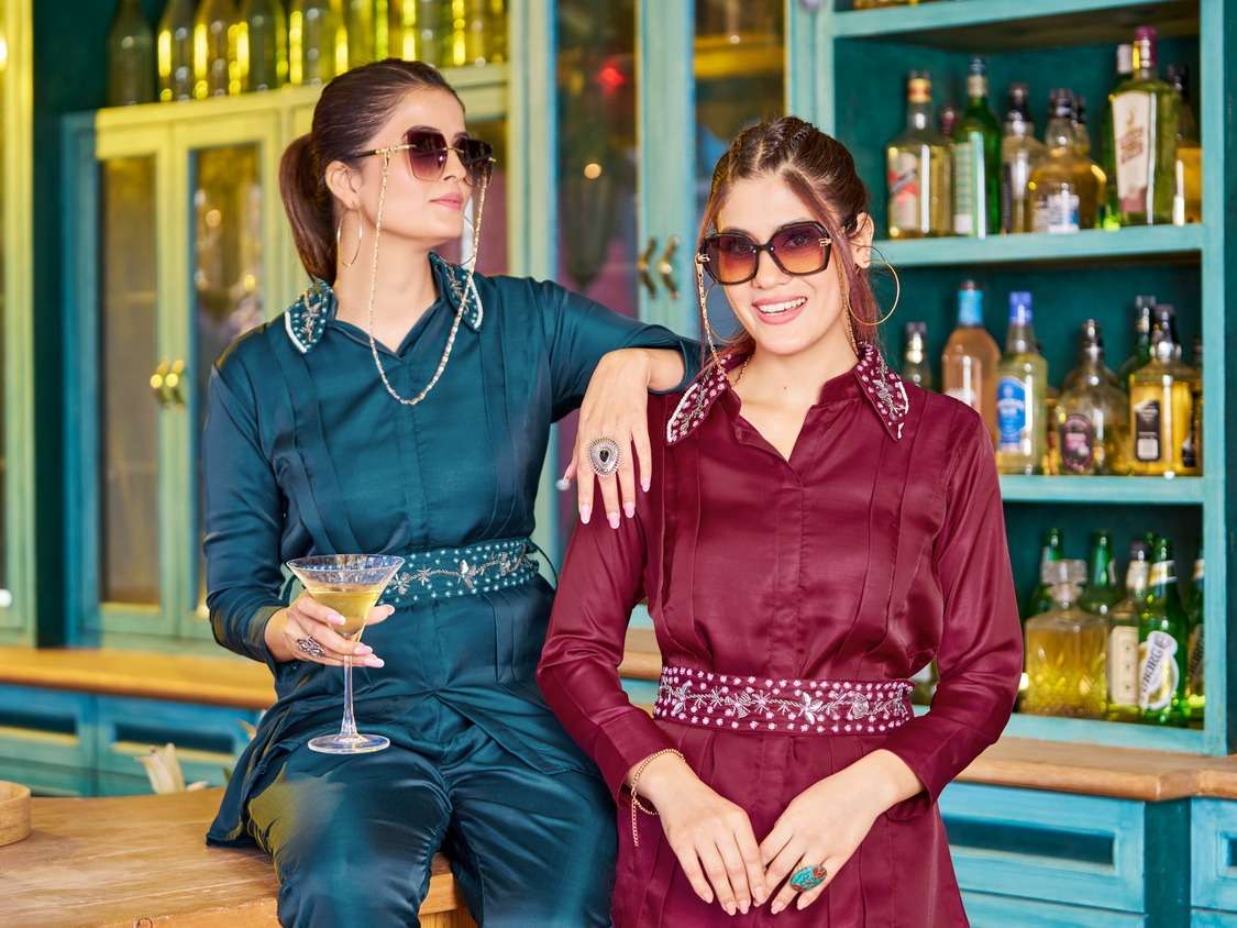 pr status elegant stylish kurta attach belt with pant cord set 