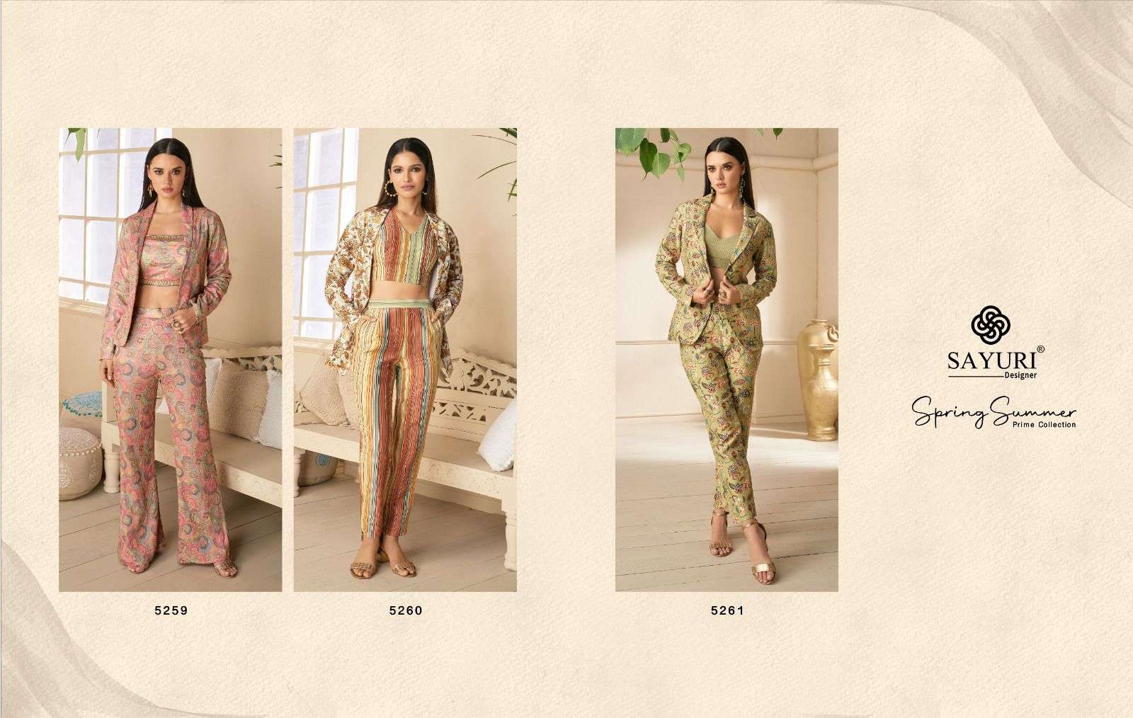 sayuri designer present spring summer prime collection cord set with stylish jackect 