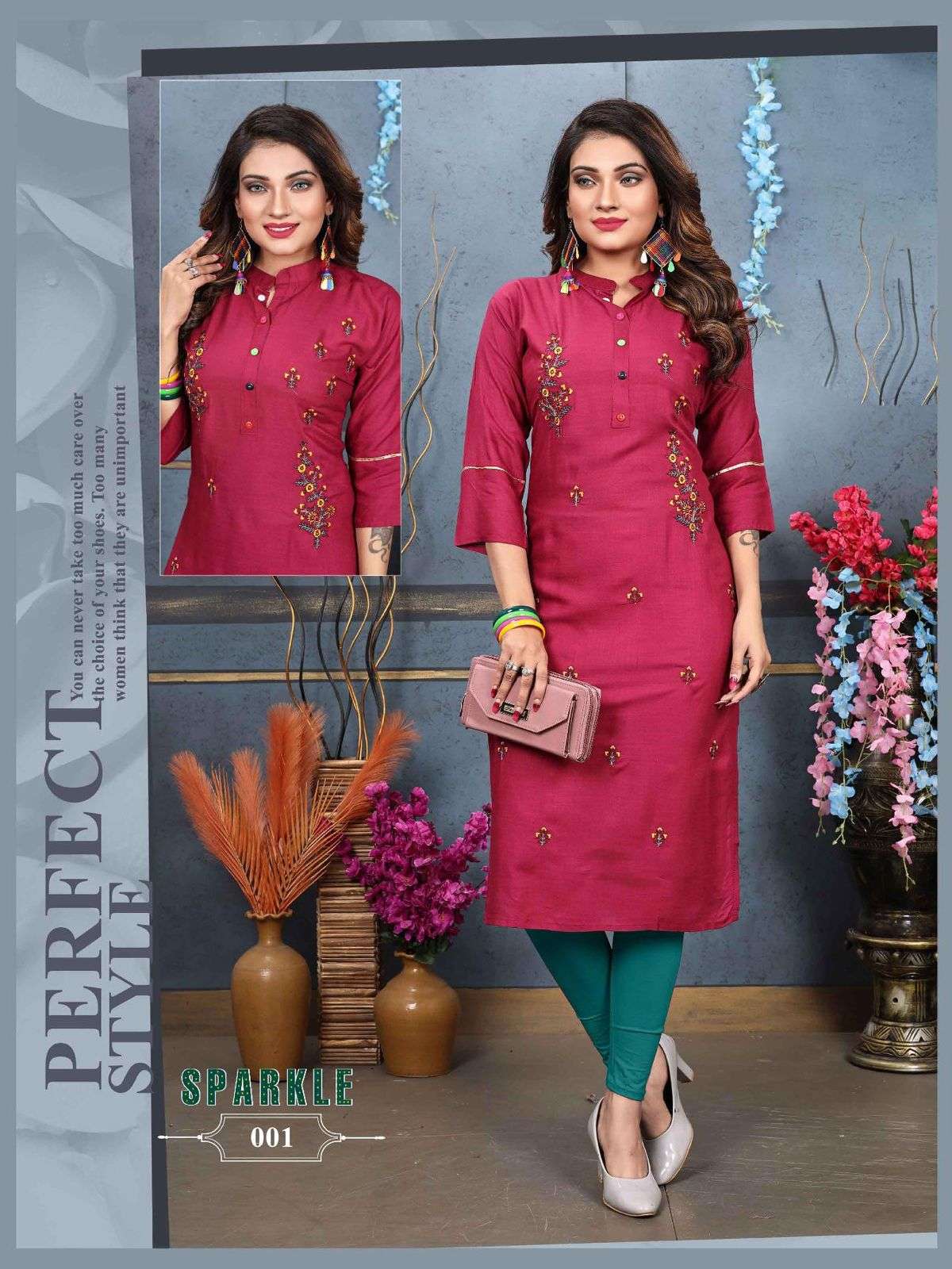 Trendy Agya Sparkle New Rayon Liquid Heavy Slub Embroidered Work, and Collar Kurti CATALOG WHOLESALER BEST RATE