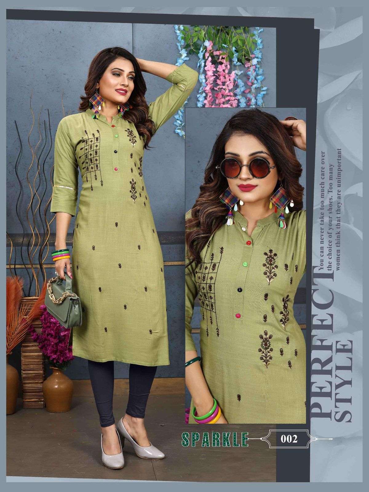 Trendy Agya Sparkle New Rayon Liquid Heavy Slub Embroidered Work, and Collar Kurti CATALOG WHOLESALER BEST RATE
