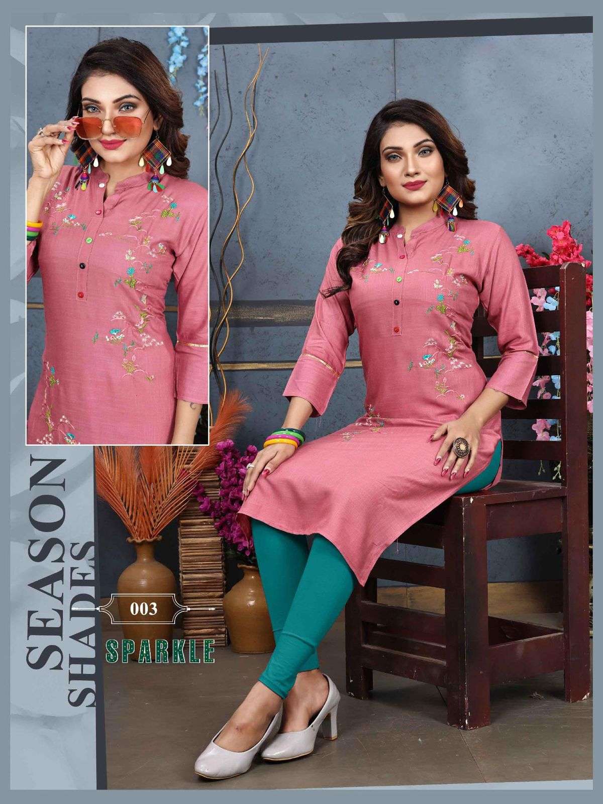 Trendy Agya Sparkle New Rayon Liquid Heavy Slub Embroidered Work, and Collar Kurti CATALOG WHOLESALER BEST RATE