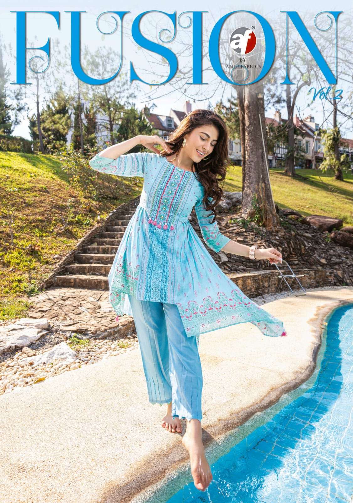 anju fab fusion vol 2 designer cord set fancy cotton kurti with pant 