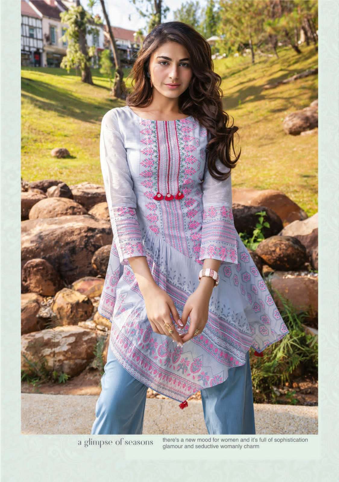 anju fab fusion vol 2 designer cord set fancy cotton kurti with pant 