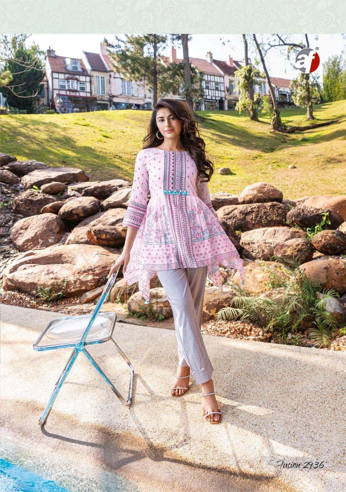 anju fab fusion vol 2 designer cord set fancy cotton kurti with pant 