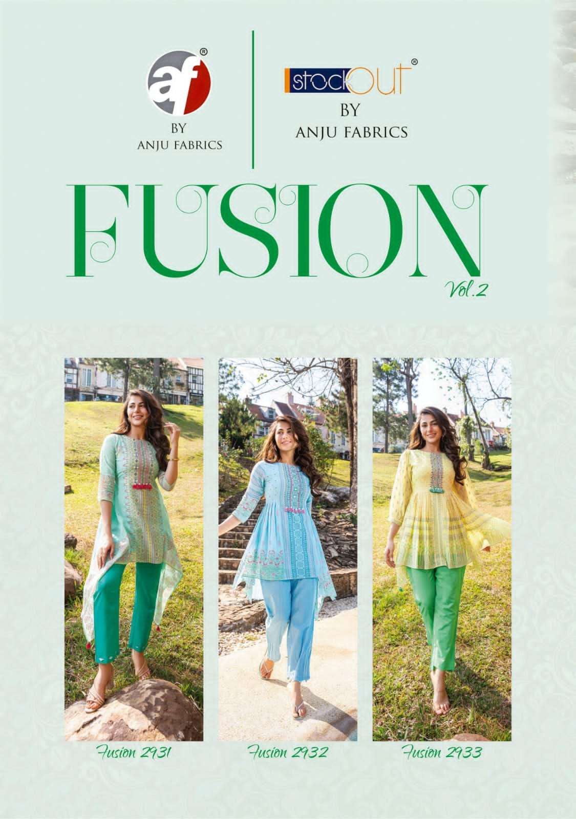 anju fab fusion vol 2 designer cord set fancy cotton kurti with pant 