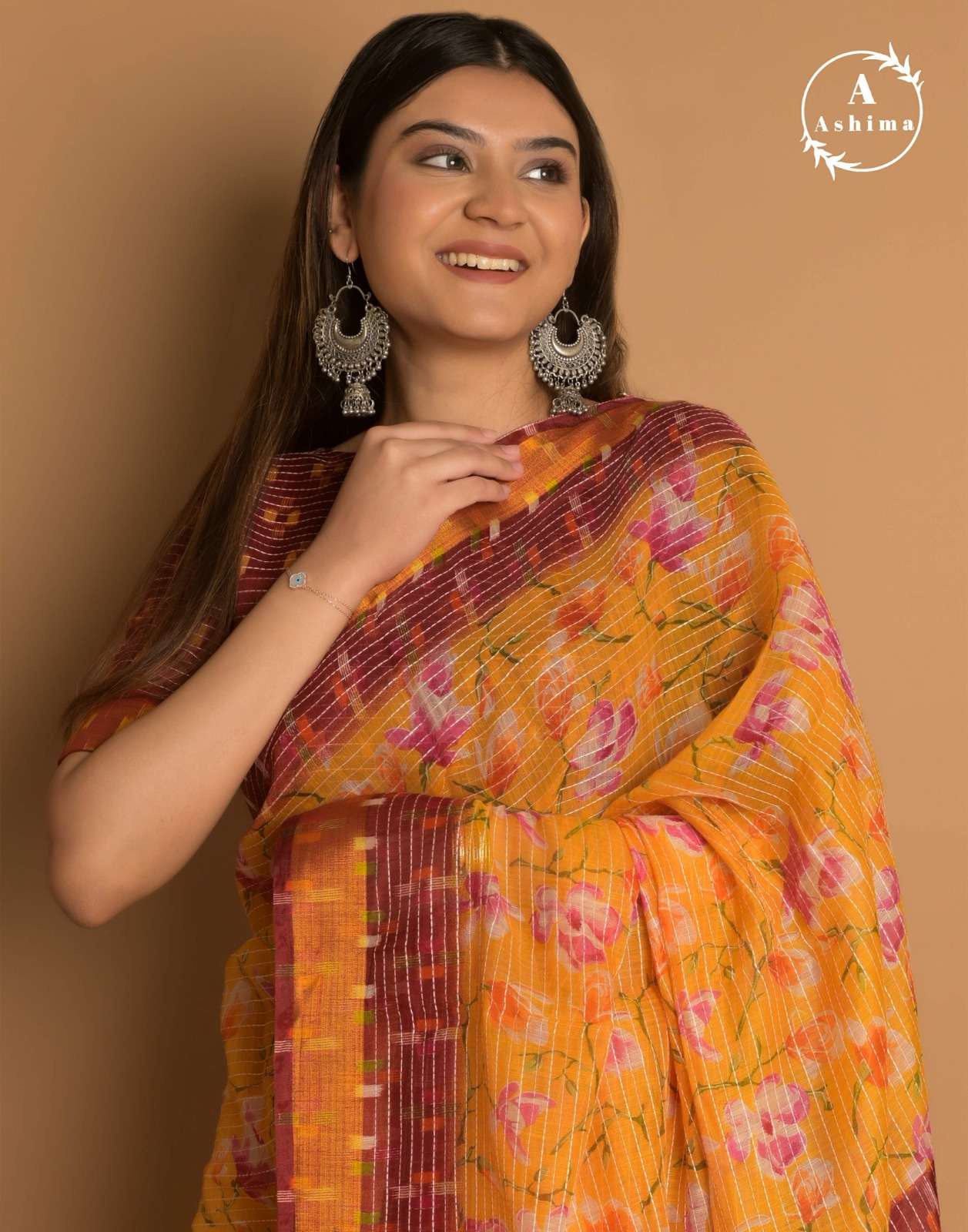 ashima kaatha cotton designer four design two matching colors saree with jari border collection 