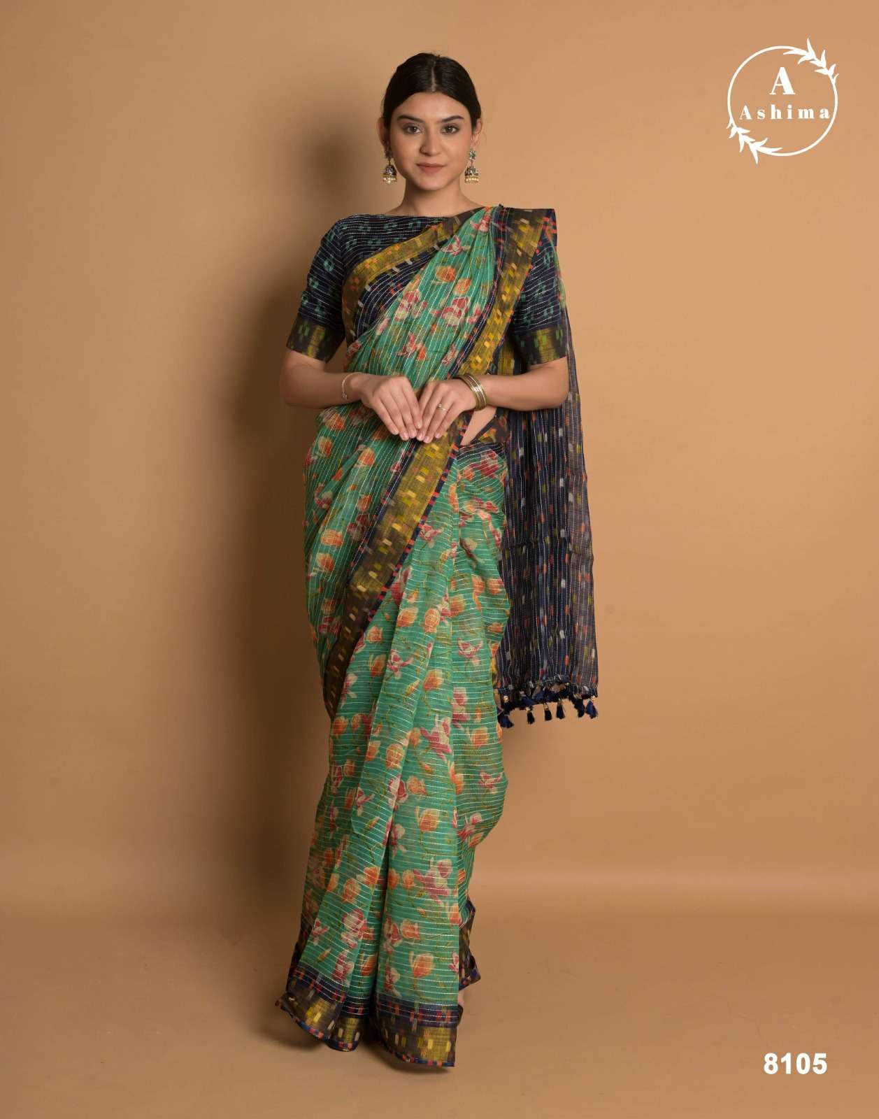 ashima kaatha cotton designer four design two matching colors saree with jari border collection 