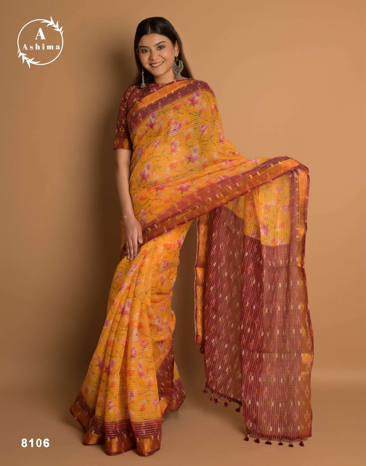 ashima kaatha cotton designer four design two matching colors saree with jari border collection 