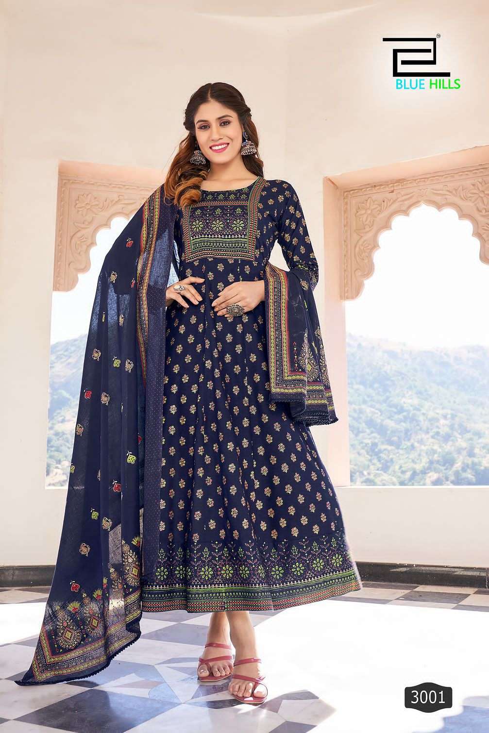 blue hills senorita vol 3 nx designer plus sizes long anarkali kurti with dupatta