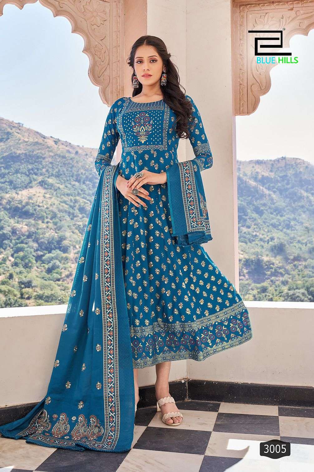 blue hills senorita vol 3 nx designer plus sizes long anarkali kurti with dupatta