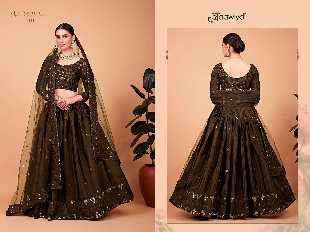 glorious mehendi green color lehenga choli 101 nayra vol 1 by aawiya 