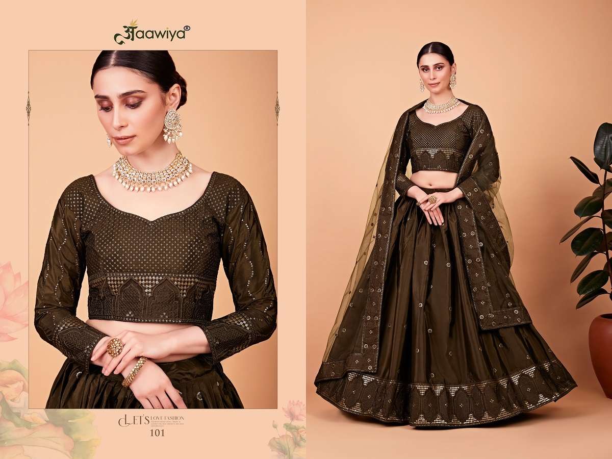 glorious mehendi green color lehenga choli 101 nayra vol 1 by aawiya 
