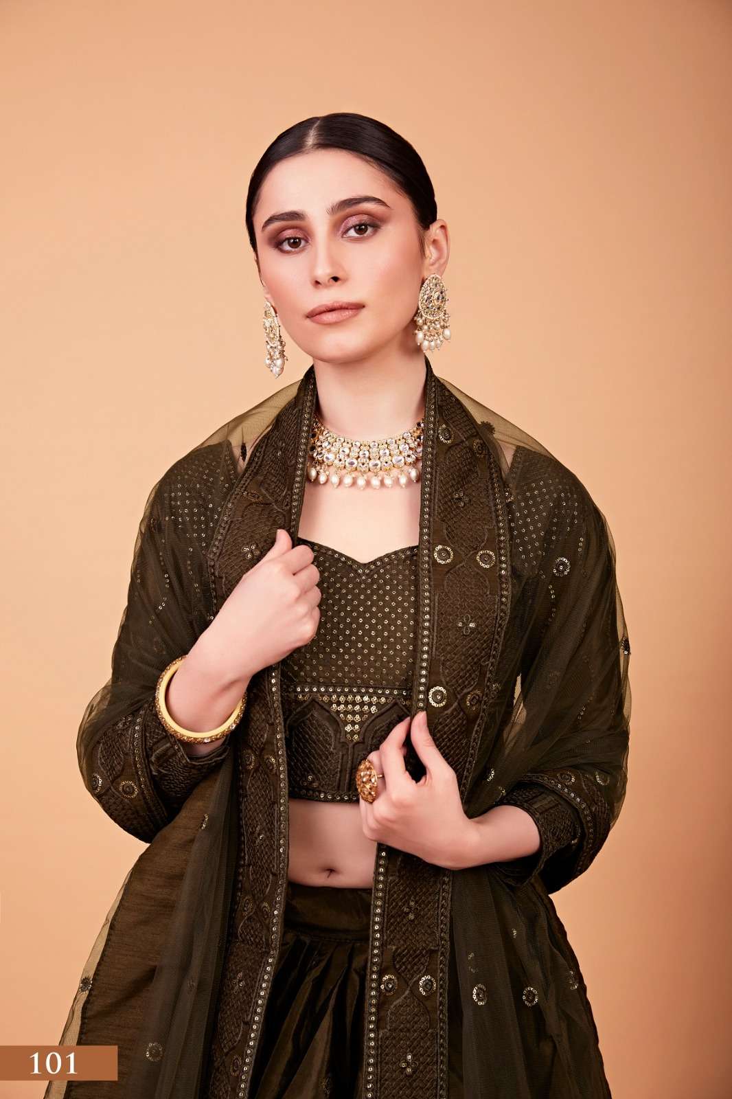 glorious mehendi green color lehenga choli 101 nayra vol 1 by aawiya 