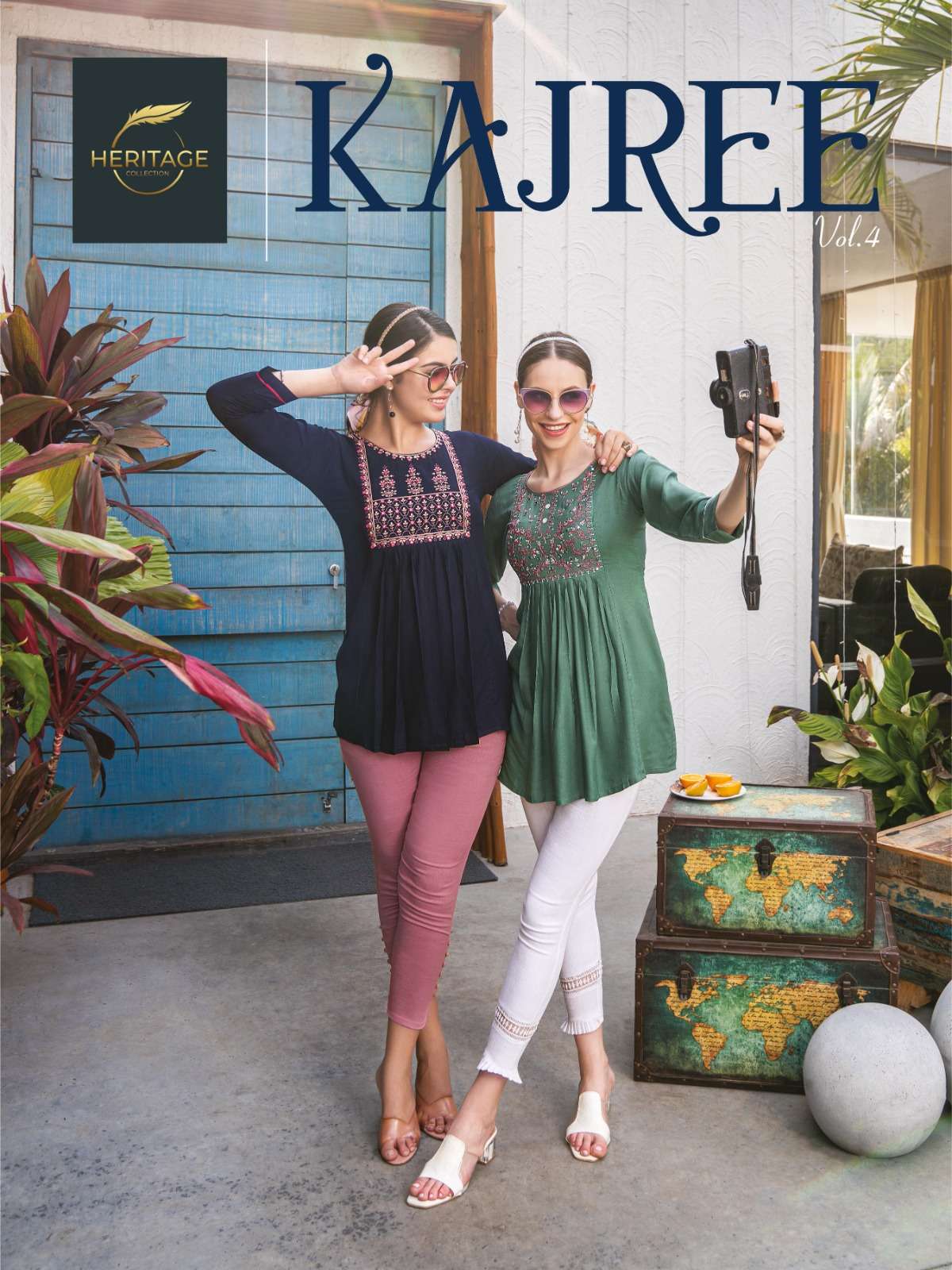 HERITAGE NEW KAJREE VOL-4 RAYON & RAYON SLUB SHORT TOP CATALOG WHOLESALER BEST RATE