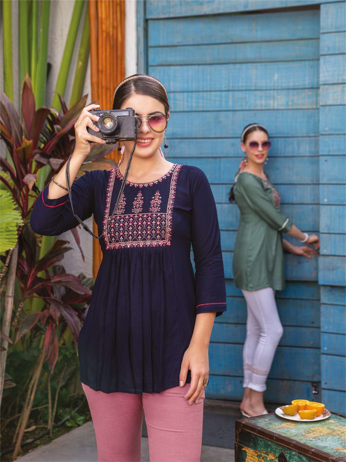 HERITAGE NEW KAJREE VOL-4 RAYON & RAYON SLUB SHORT TOP CATALOG WHOLESALER BEST RATE