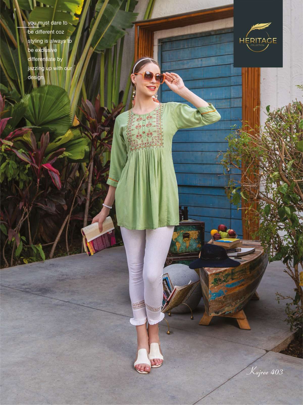 HERITAGE NEW KAJREE VOL-4 RAYON & RAYON SLUB SHORT TOP CATALOG WHOLESALER BEST RATE
