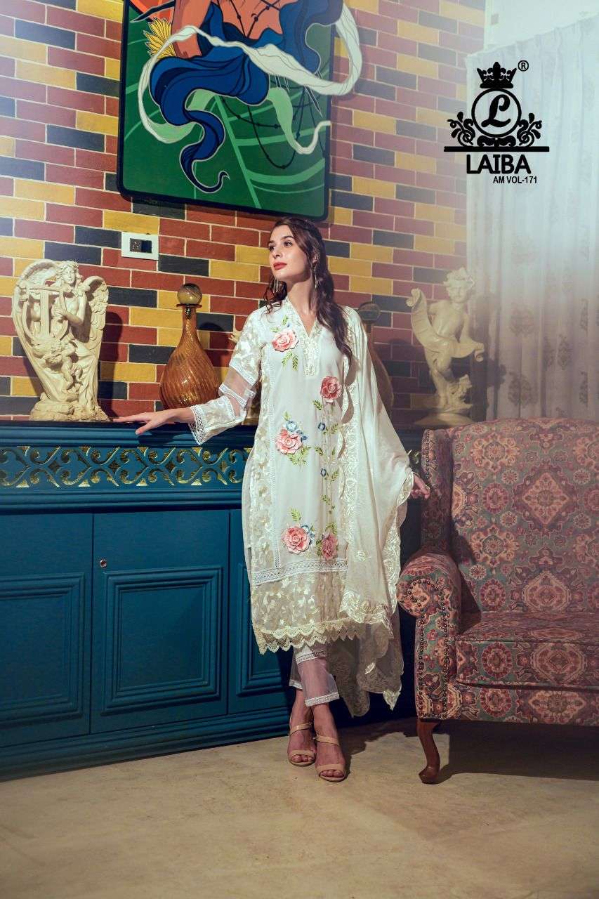 laiba am vol 171 designer off white color readymade pakistani salwar kameez