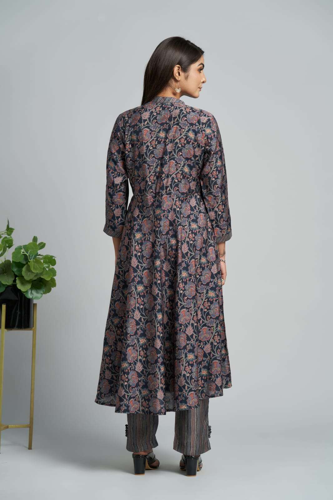 pr d124 designer printed navy blue color readymade salwar kameez combo set 