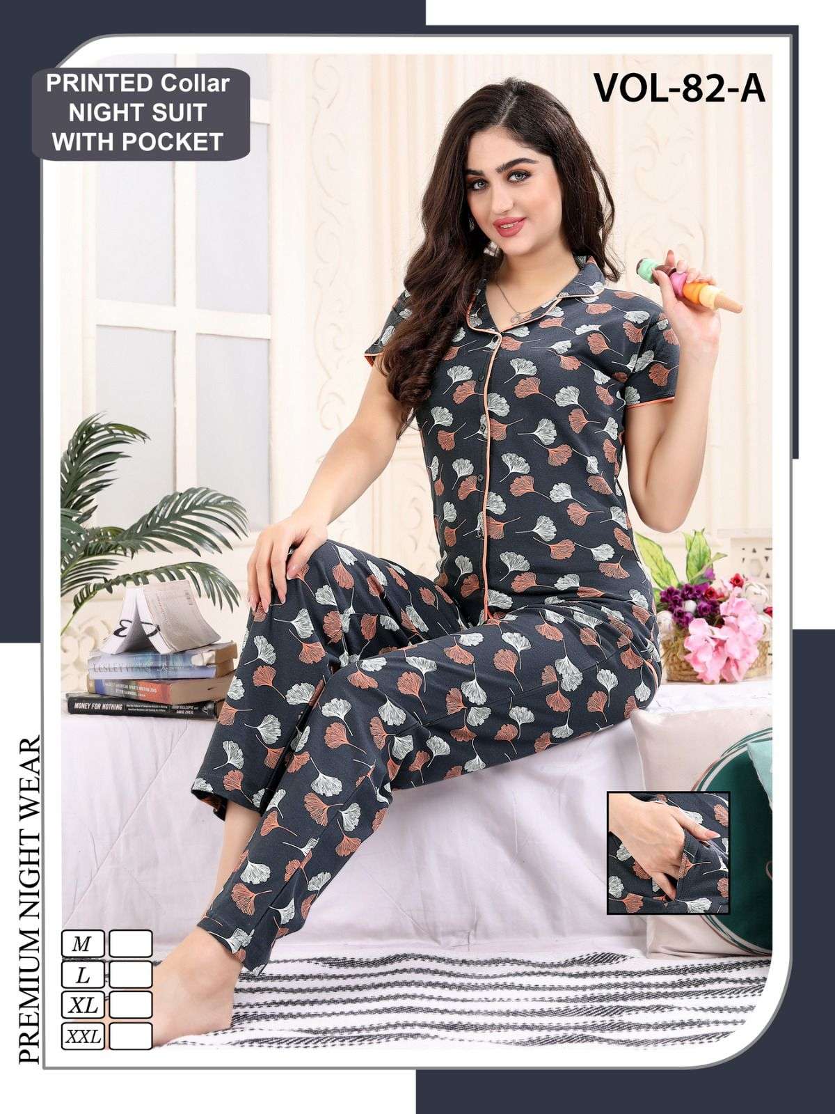  SUMMER SPECIAL COLLOR NS. VOL.82 A Heavy Shinker Hosiery Cotton Printed Night Suits CATALOG WHOLESALER BEST RATE