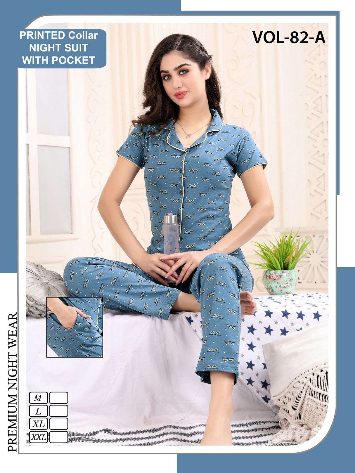 SUMMER SPECIAL COLLOR NS. VOL.82 A Heavy Shinker Hosiery Cotton Printed Night Suits CATALOG WHOLESALER BEST RATE