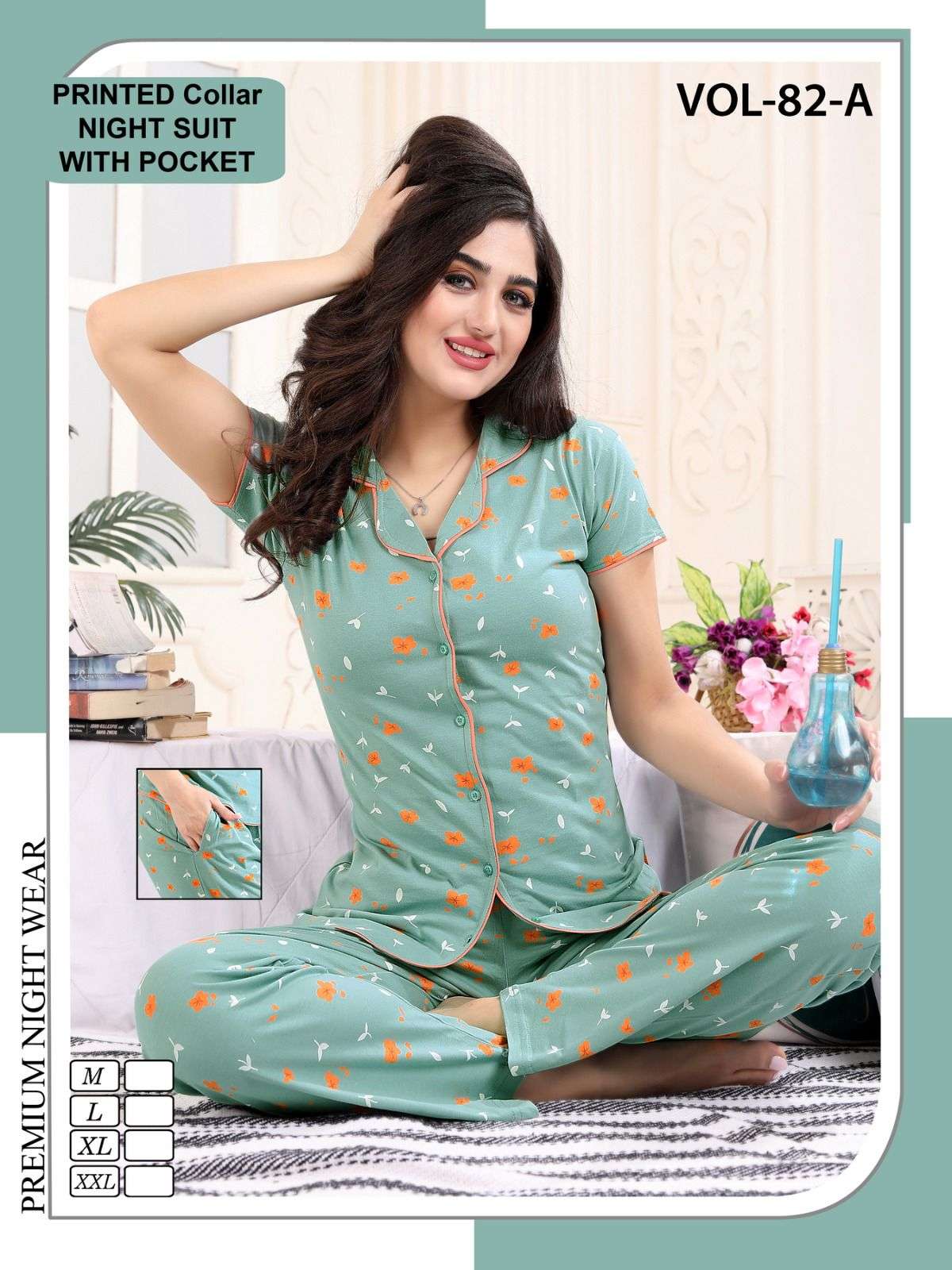 SUMMER SPECIAL COLLOR NS. VOL.82 A Heavy Shinker Hosiery Cotton Printed Night Suits CATALOG WHOLESALER BEST RATE