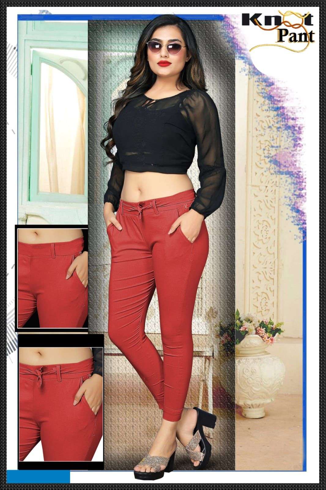 Trendy Knot pant imported lycra strachable 5PCS Single colour single size compulsory buy PANT SET WHOLESALER BEST RATE