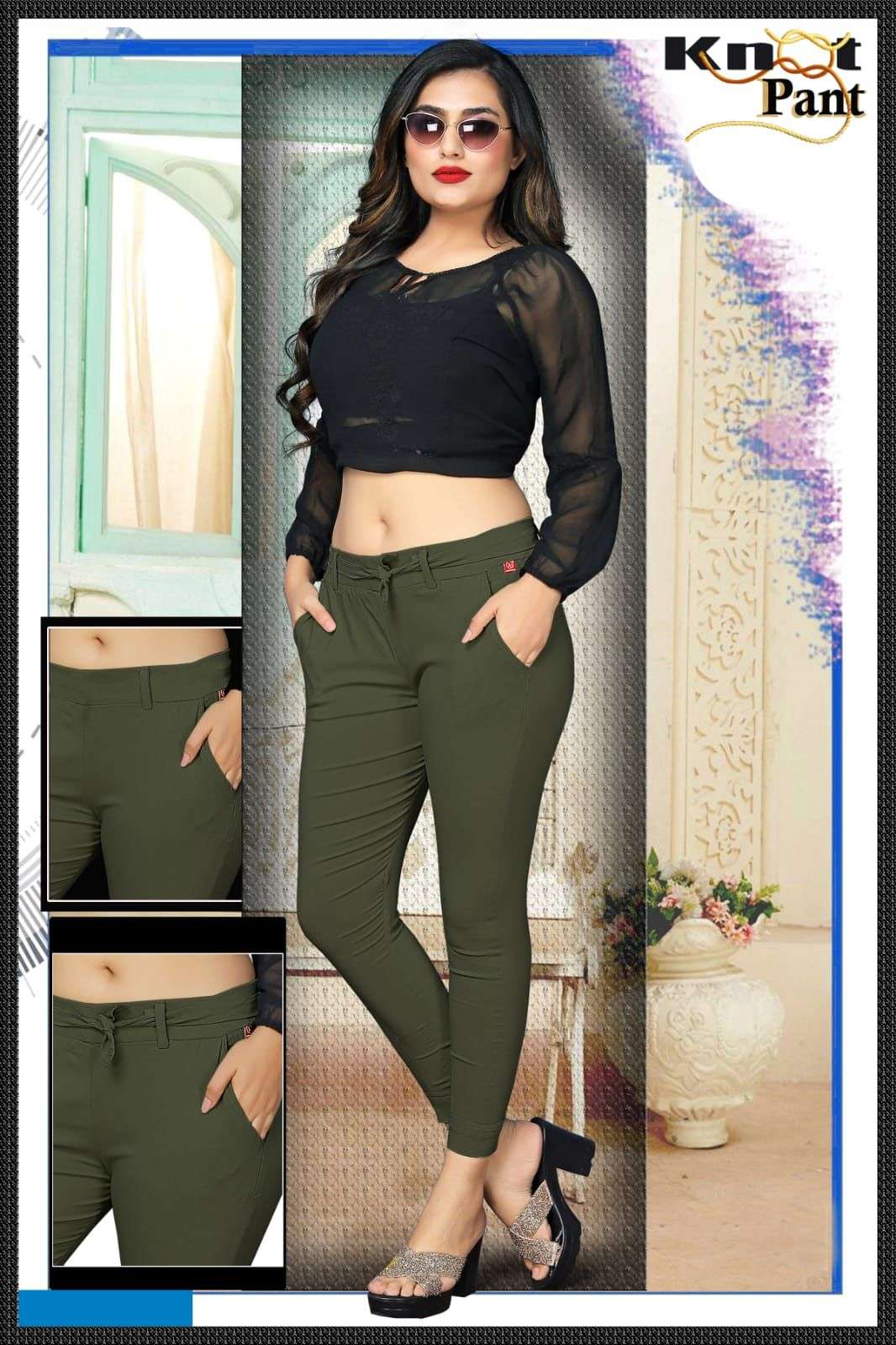 Trendy Knot pant imported lycra strachable 5PCS Single colour single size compulsory buy PANT SET WHOLESALER BEST RATE