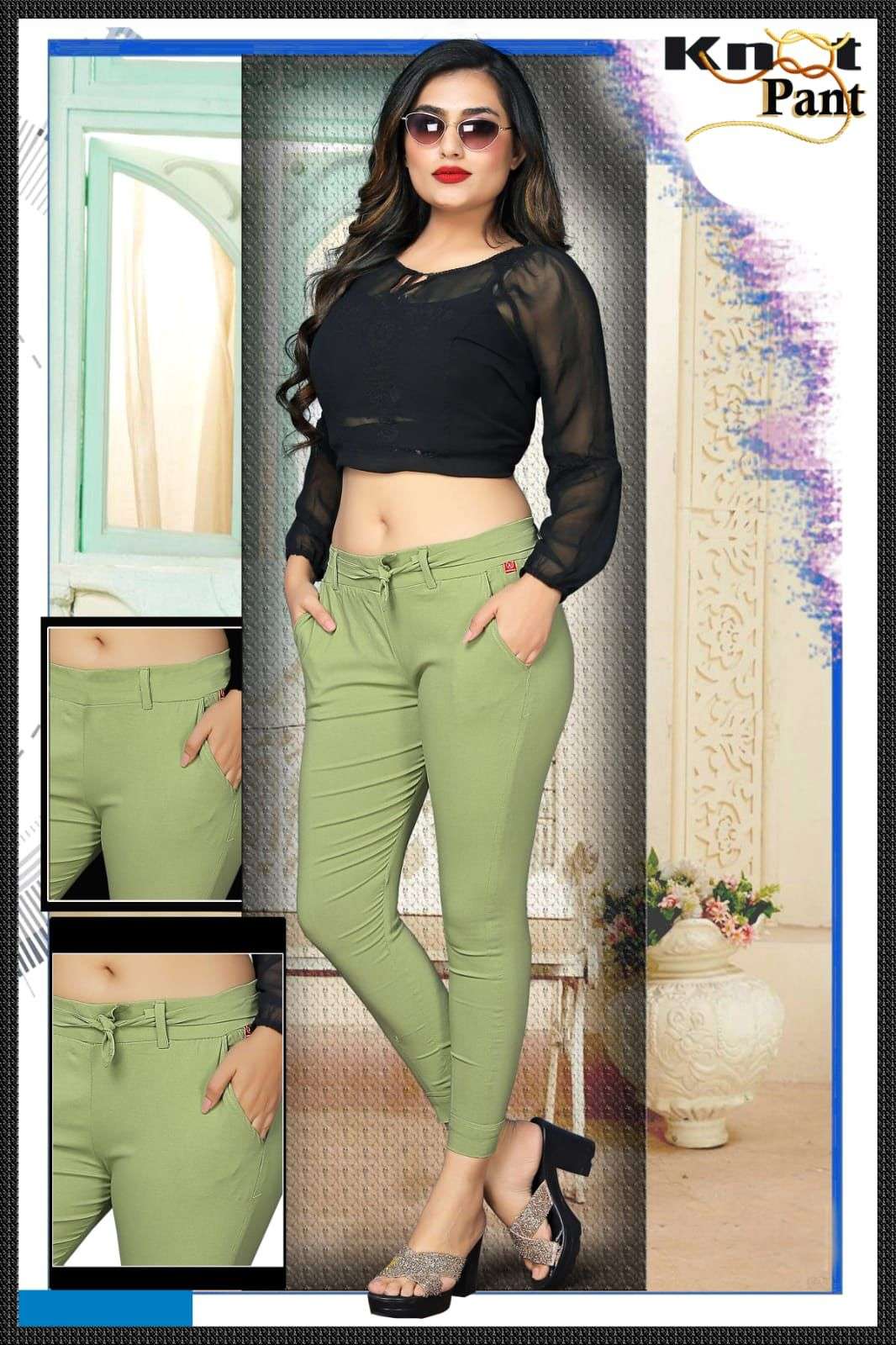 Trendy Knot pant imported lycra strachable 5PCS Single colour single size compulsory buy PANT SET WHOLESALER BEST RATE