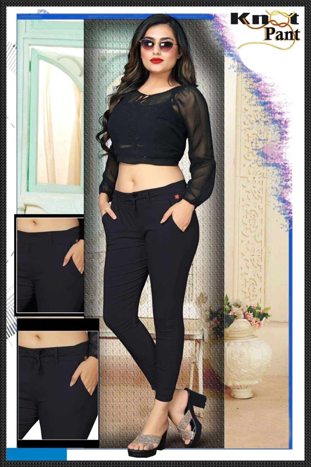 Trendy Knot pant imported lycra strachable 5PCS Single colour single size compulsory buy PANT SET WHOLESALER BEST RATE